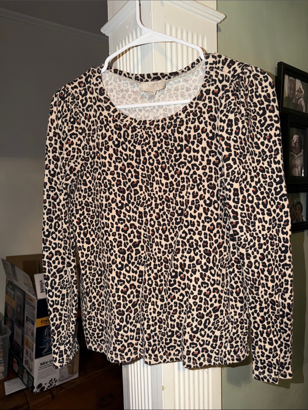 LOFT Leopard-Print Long Sleeve Top - Beige, Black & Brown